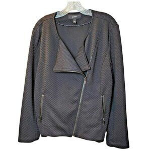 Alfani‎ Textured Moto Sweater Jacket XL | Poly/Spandex | Black | Zip Pockets